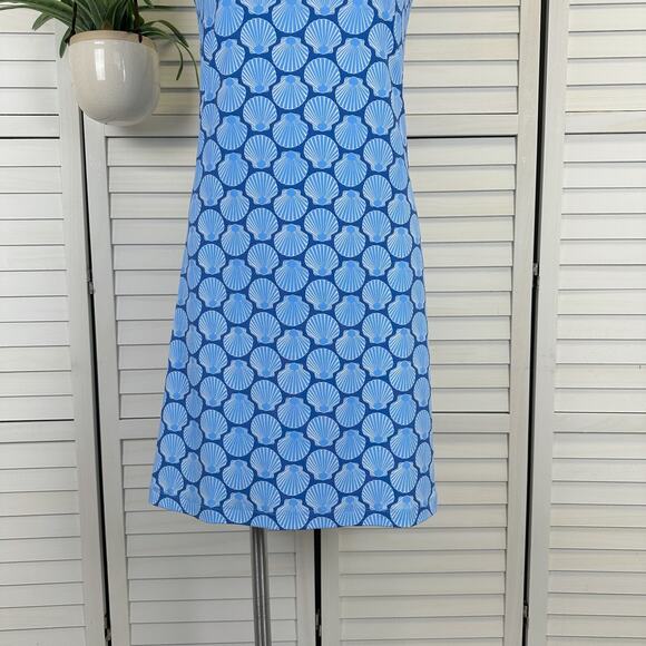 New Sailor Sailor Jojo Dress Navy Blue Baked Scallop Print UPF 50+ Ruffle Size S - Picture 3 of 9